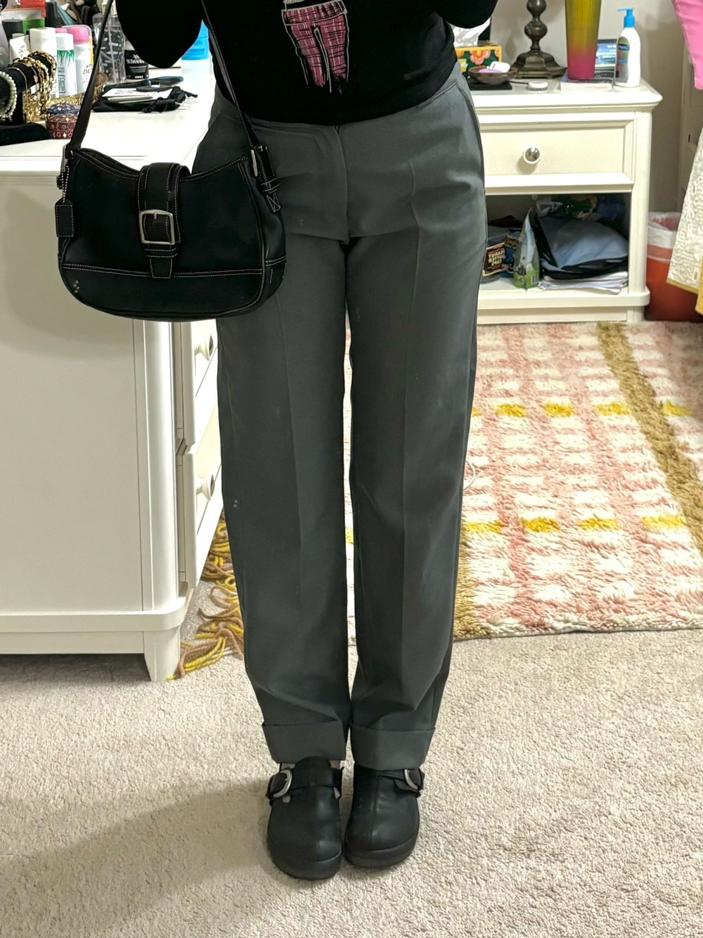 NWT RE/DONE 50s Trouser 26 Grey High Rise Straight Leg Cuffed Pleated Hook Zip